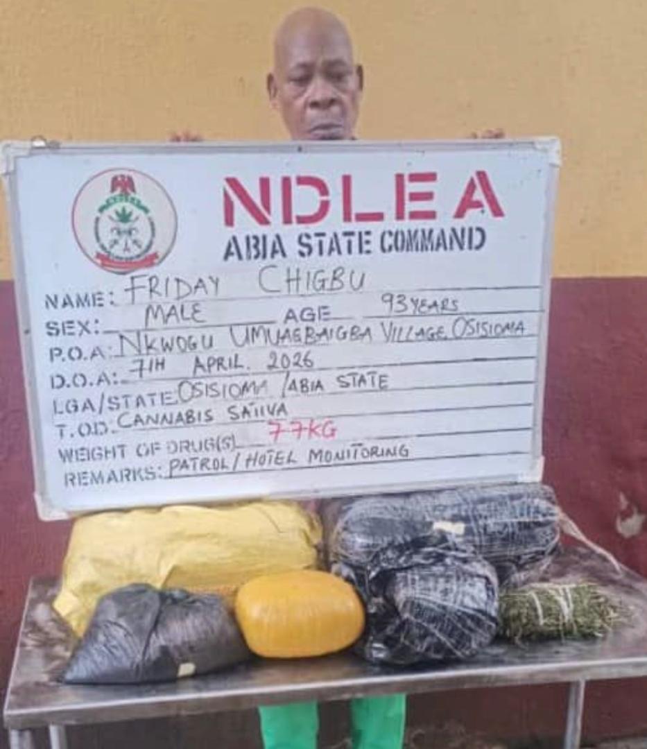 NDLEA Arrests 93-Year-Old Man for Alleged Marijuana Trafficking and Abuse Charges